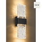 Troy - Large Up and Down Wall Light - Black with Ripple Wave Glass