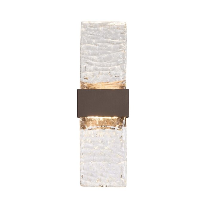Troy - Large Up and Down Wall Light - Cacao with Ripple Wave Glass