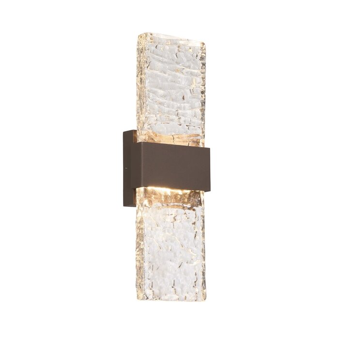 Troy - Large Up and Down Wall Light - Cacao with Ripple Wave Glass