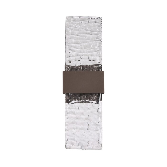 Troy - Large Up and Down Wall Light - Cacao with Ripple Wave Glass