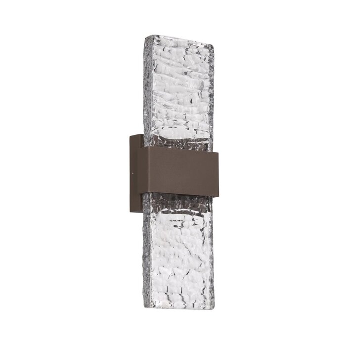 Troy - Large Up and Down Wall Light - Cacao with Ripple Wave Glass