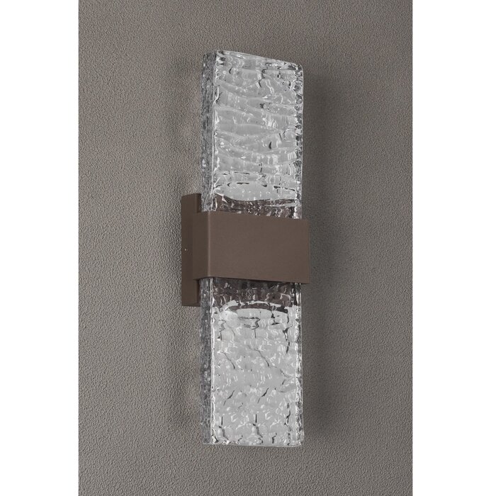 Troy - Large Up and Down Wall Light - Cacao with Ripple Wave Glass
