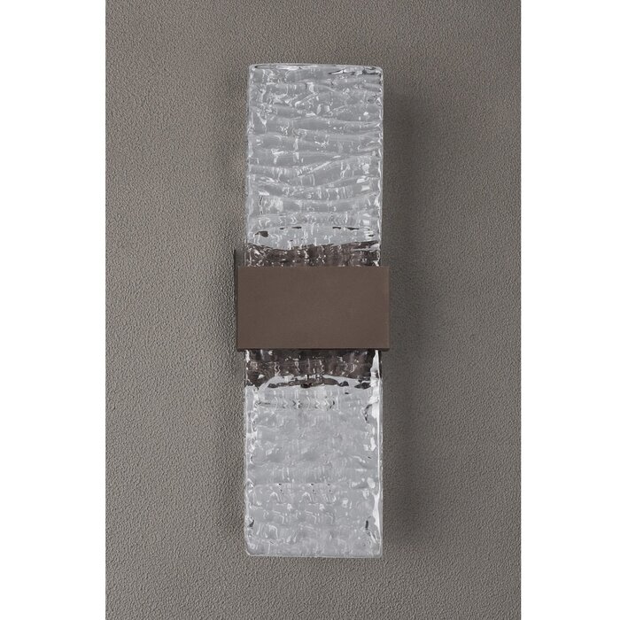 Troy - Large Up and Down Wall Light - Cacao with Ripple Wave Glass