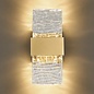 Troy - Up and Down Wall Light - Satin Gold with Ripple Wave Glass