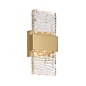 Troy - Up and Down Wall Light - Satin Gold with Ripple Wave Glass