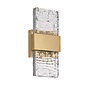 Troy - Up and Down Wall Light - Satin Gold with Ripple Wave Glass