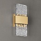 Troy - Up and Down Wall Light - Satin Gold with Ripple Wave Glass