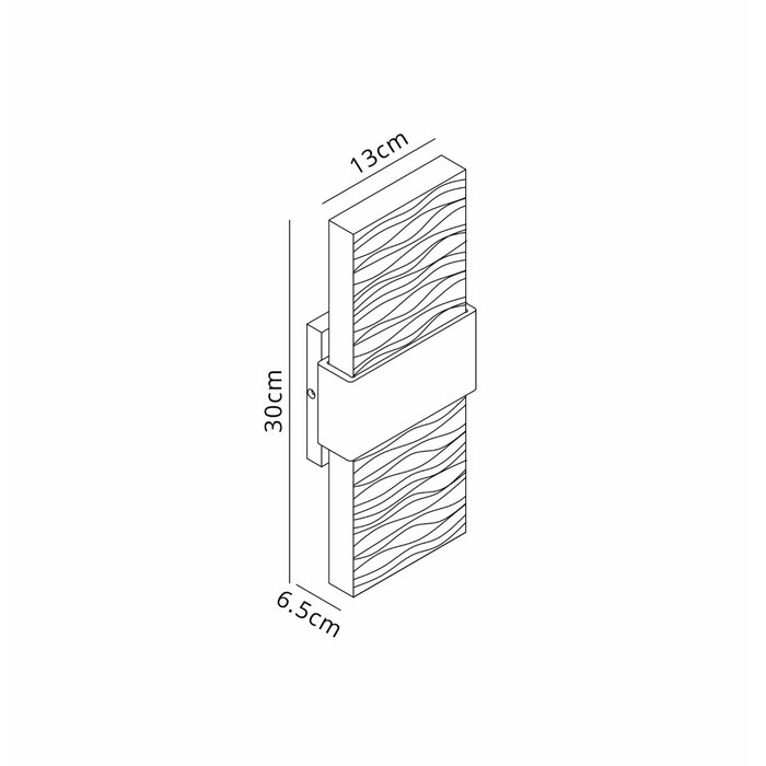 Troy - Up and Down Wall Light - Satin Gold with Ripple Wave Glass