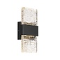 Troy - Up and Down Wall Light - Black with Ripple Wave Glass