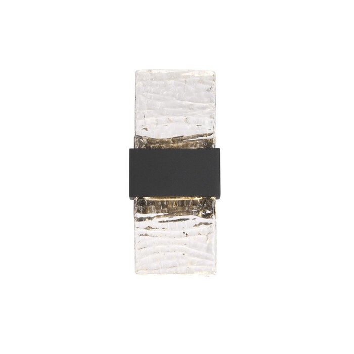 Troy - Up and Down Wall Light - Black with Ripple Wave Glass