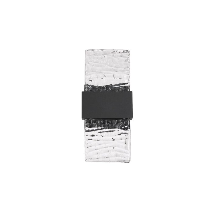 Troy - Up and Down Wall Light - Black with Ripple Wave Glass