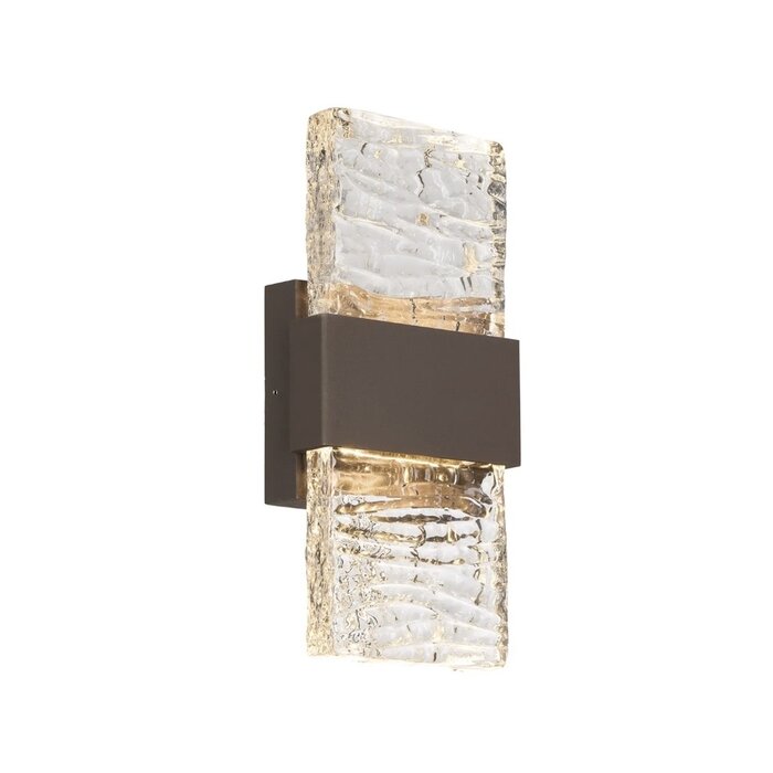 Troy - Up and Down Wall Light - Cacao with Ripple Wave Glass