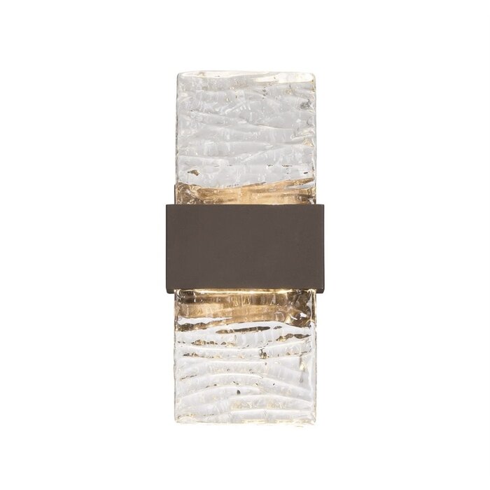 Troy - Up and Down Wall Light - Cacao with Ripple Wave Glass