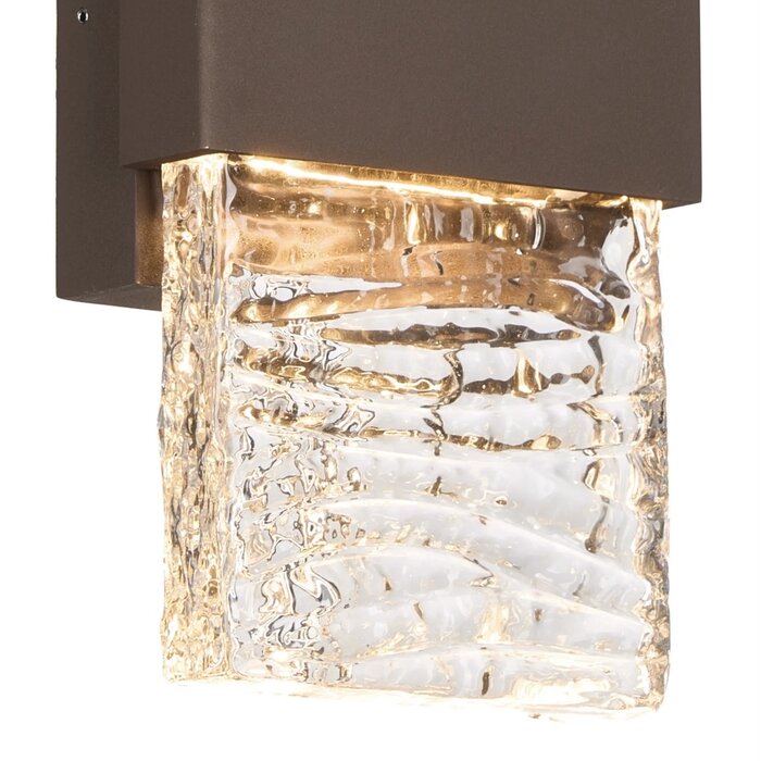 Troy - Up and Down Wall Light - Cacao with Ripple Wave Glass