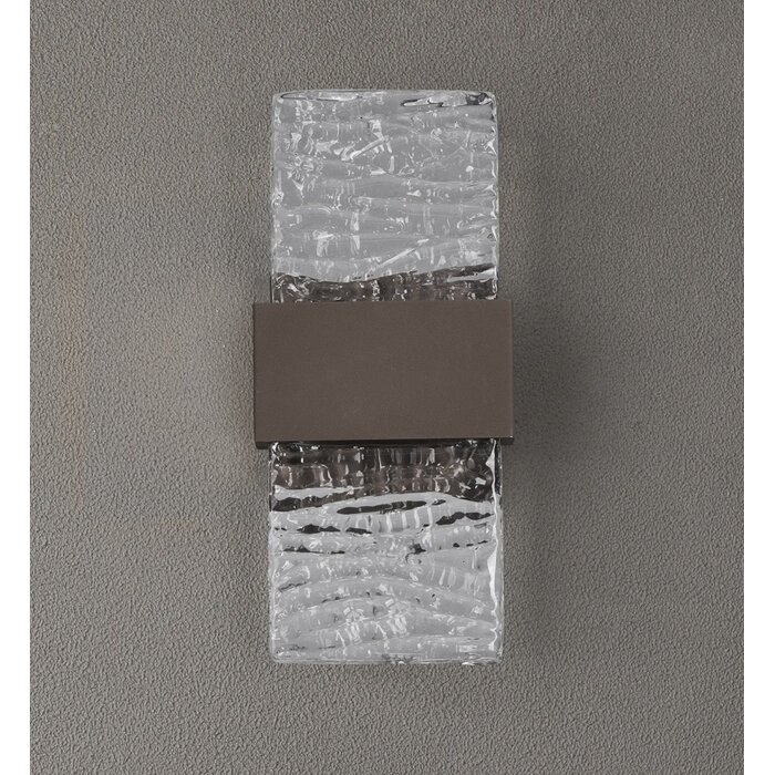 Troy - Up and Down Wall Light - Cacao with Ripple Wave Glass