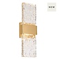 Troy - Large Up and Down Wall Light - Satin Gold with Ripple Wave Glass