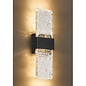 Troy - Large Up and Down Wall Light - Black with Ripple Wave Glass