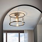 Hopton - Modern Classic Flush Glass Lantern Ceiling Light - Antique Brass