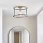Hopton - Modern Classic Flush Glass Lantern Ceiling Light - Antique Brass
