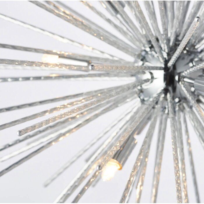 Starburst - Polished Chrome Textured Rod Feature Pendant