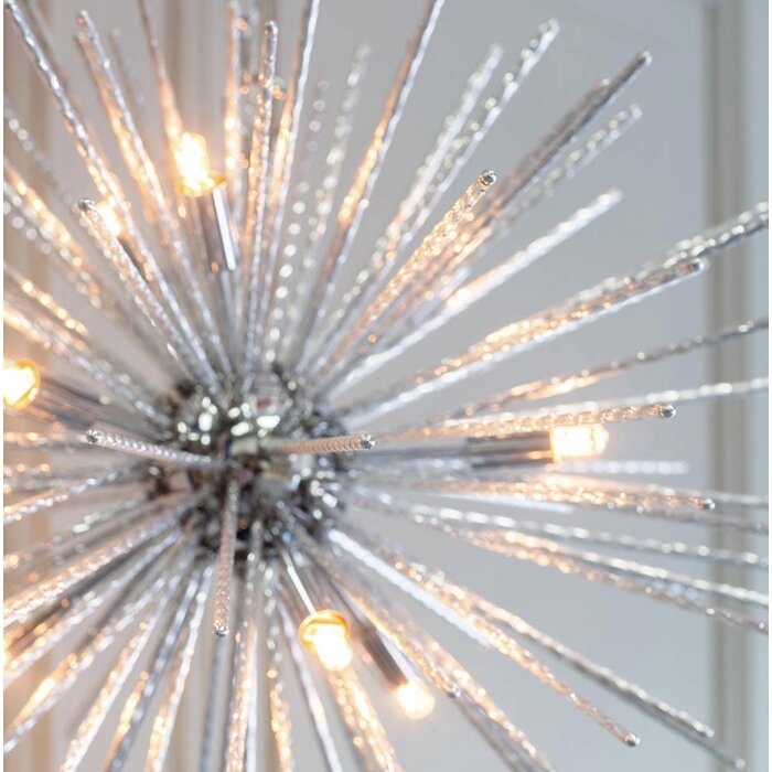 Starburst - Polished Chrome Textured Rod Feature Pendant