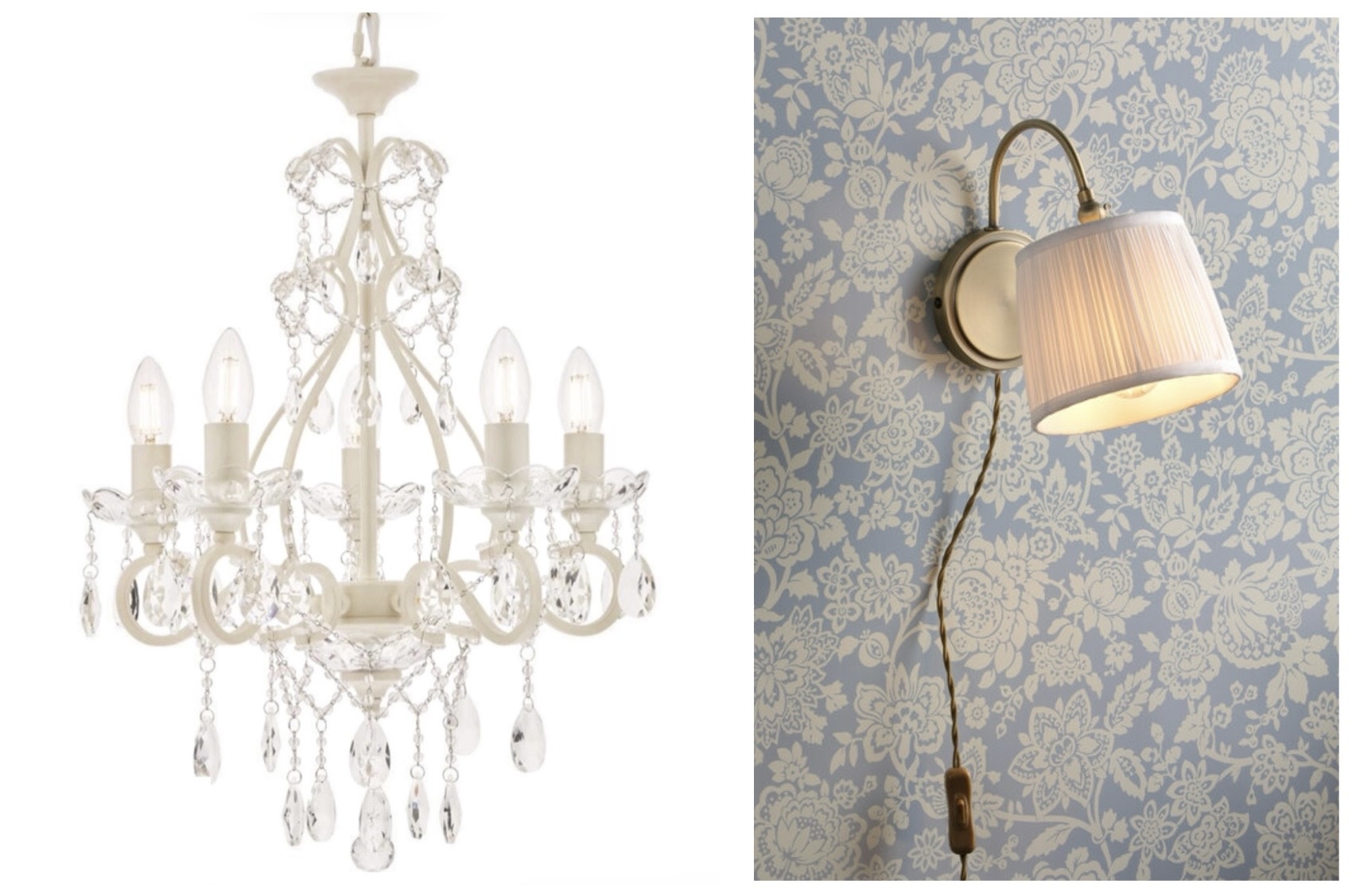 Laura Ashley Shamley 5 Light Chandelier and Hemsley Plug-in Wall Light