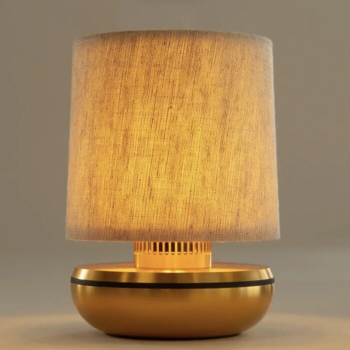 Noble Firefly - Rechargeable Cordless Table Lamp - Gold & Beige Linen
