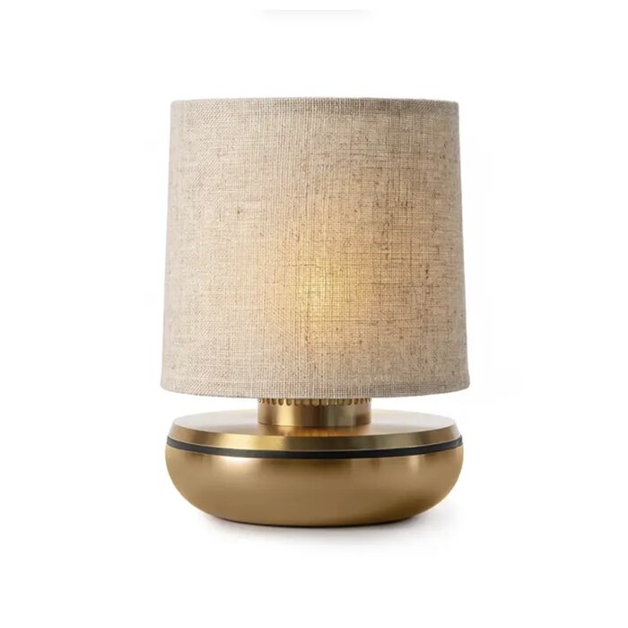 Noble Firefly - Rechargeable Cordless Table Lamp - Gold & Beige Linen