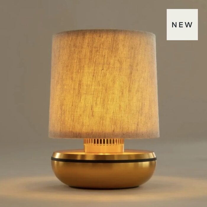 Noble Firefly - Rechargeable Cordless Table Lamp - Gold & Beige Linen