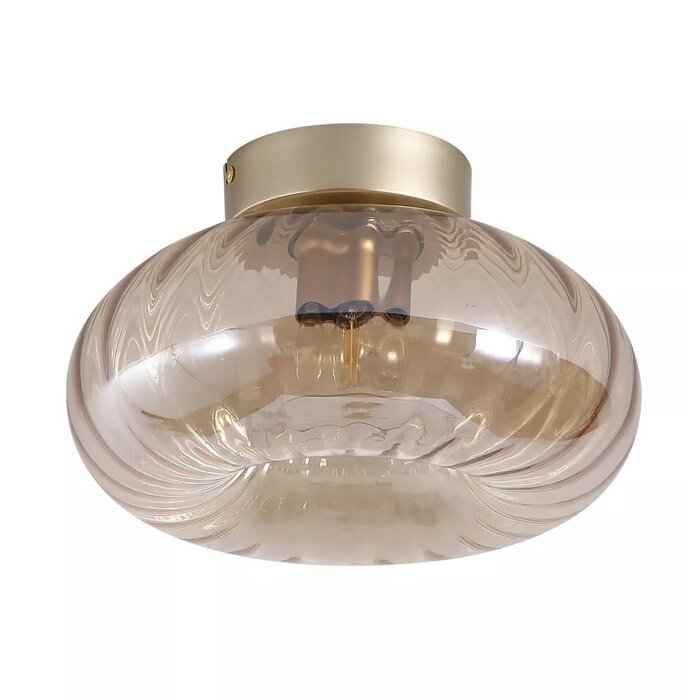 Celesta - Amber Glass and Gold Flush Ceiling Light