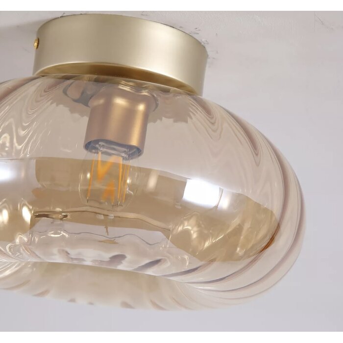 Celesta - Amber Glass and Gold Flush Ceiling Light