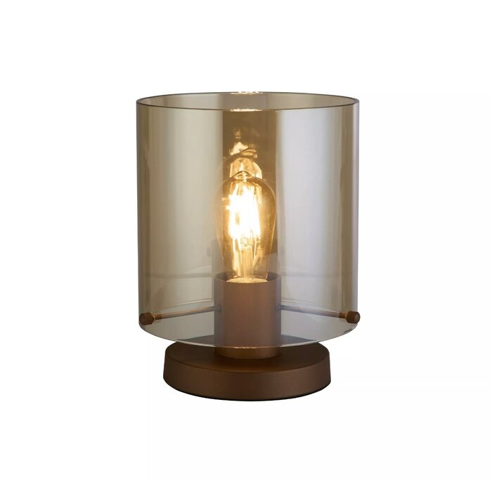 Swedo - Amber Glass and Mocha Metal Table Lamp