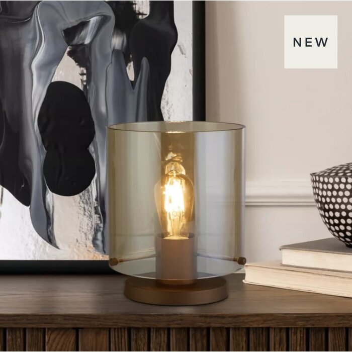 Swedo - Amber Glass and Mocha Metal Table Lamp