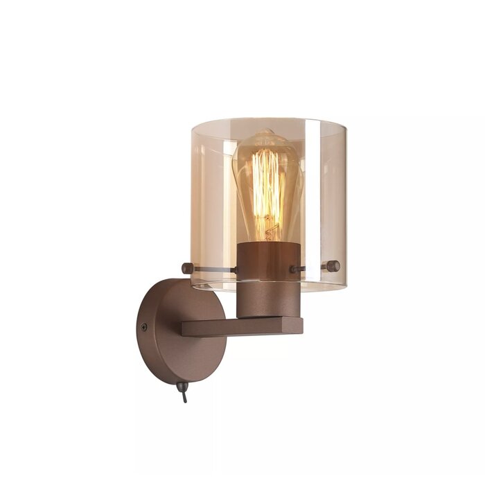 Swedo - Amber Glass and Mocha Metal Wall Light
