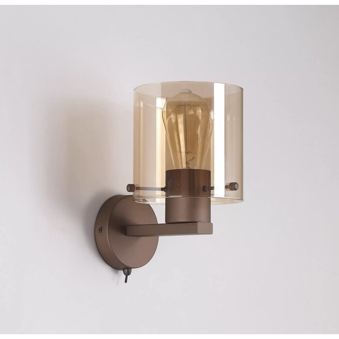 Swedo - Amber Glass and Mocha Metal Wall Light