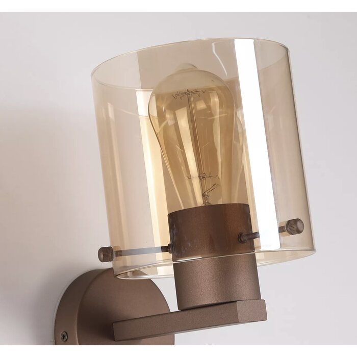 Swedo - Amber Glass and Mocha Metal Wall Light
