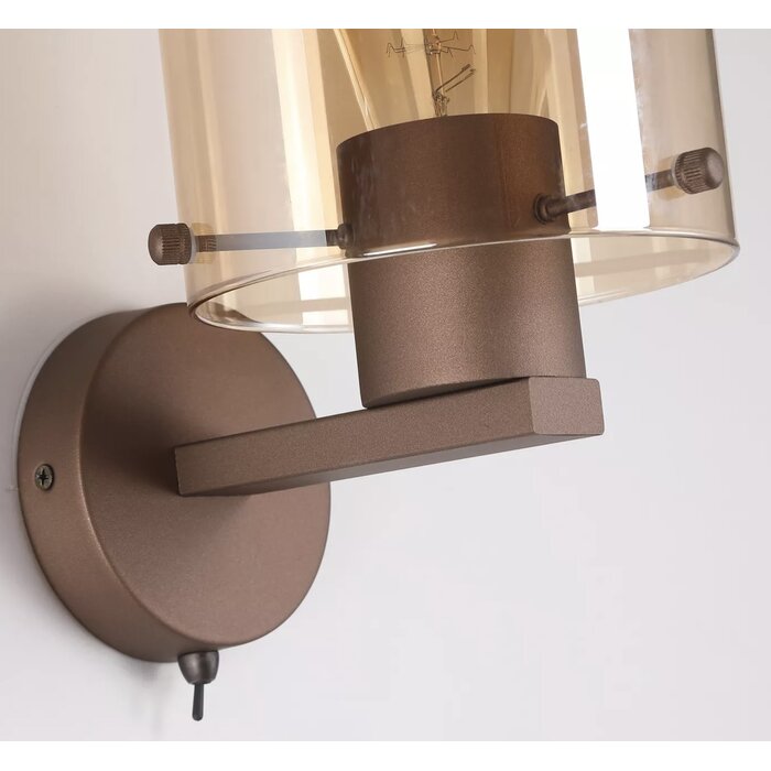 Swedo - Amber Glass and Mocha Metal Wall Light