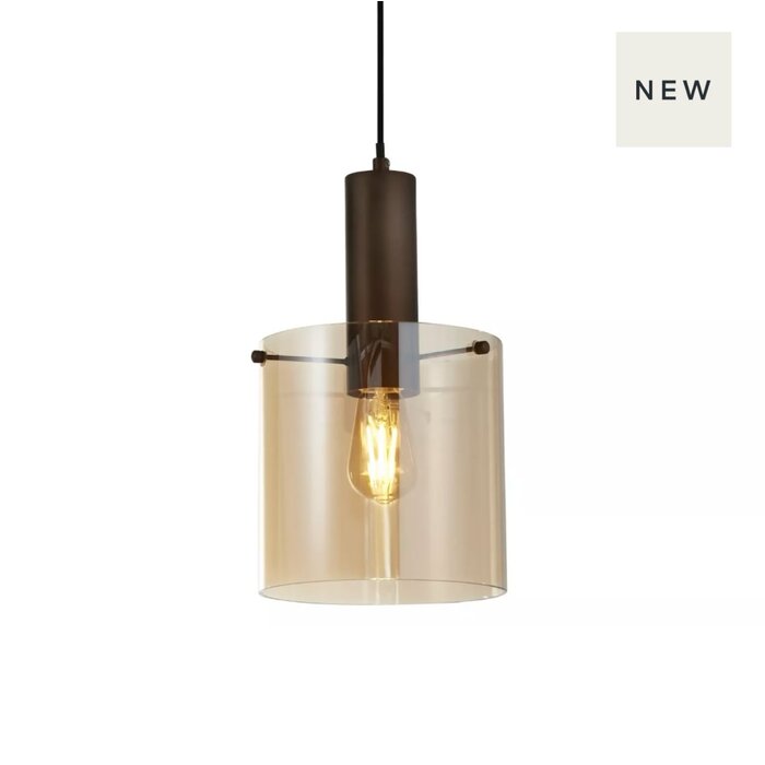 Swedo - Amber Glass and Mocha Metal Ceiling Pendant