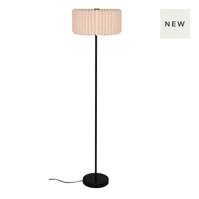 Westwood - Scandi Floor Lamp - Black with Natural Pleated Fabric Shade