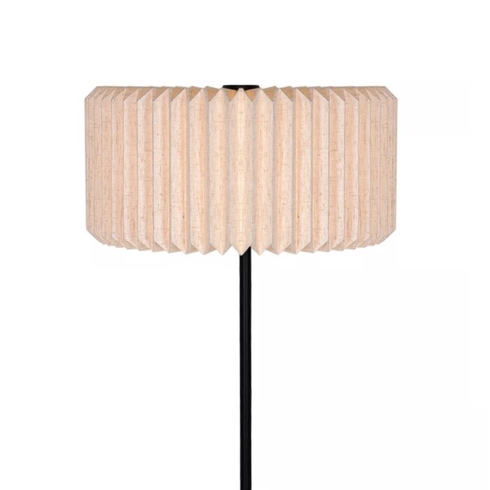 Westwood - Scandi Floor Lamp - Black with Natural Pleated Fabric Shade
