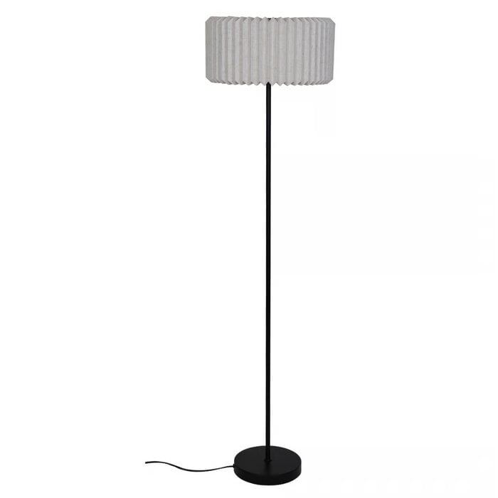 Westwood - Scandi Floor Lamp - Black with Natural Pleated Fabric Shade