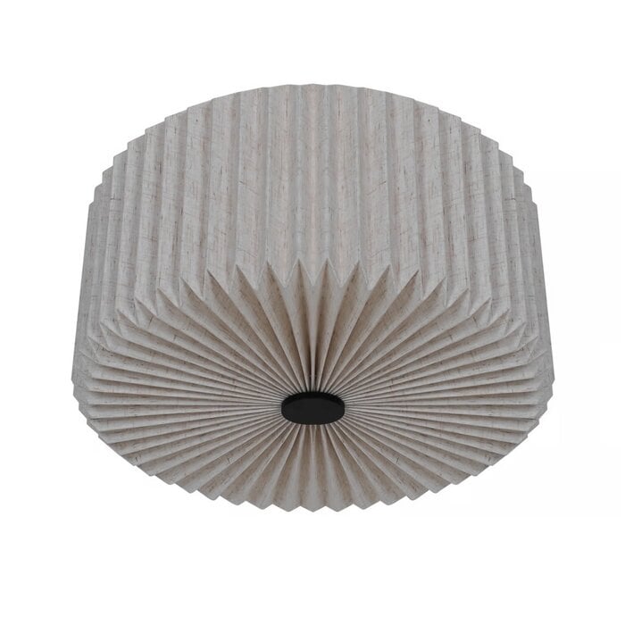 Westwood - Scandi Flush Ceiling Light - Black with Natural Pleated Fabric Shade