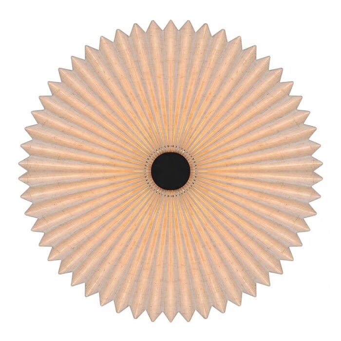 Westwood - Scandi Flush Ceiling Light - Black with Natural Pleated Fabric Shade