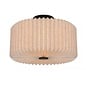 Westwood - Scandi Flush Ceiling Light - Black with Natural Pleated Fabric Shade