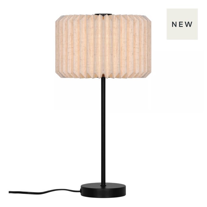 Westwood - Scandi Table Lamp - Black with Natural Pleated Fabric Shade