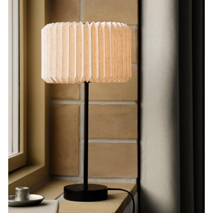 Westwood - Scandi Table Lamp - Black with Natural Pleated Fabric Shade