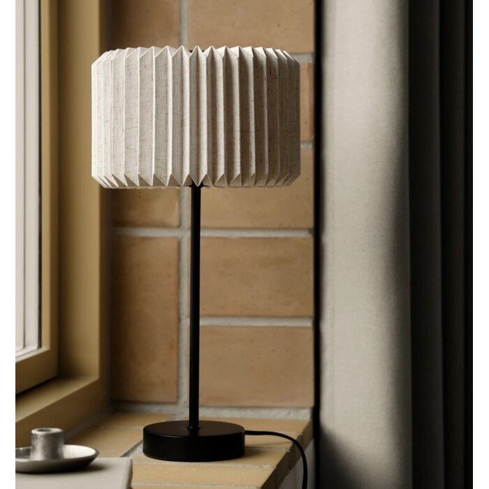 Westwood - Scandi Table Lamp - Black with Natural Pleated Fabric Shade