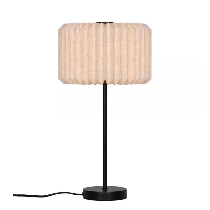 Westwood - Scandi Table Lamp - Black with Natural Pleated Fabric Shade