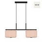 Westwood - Scandi Dual Pendant Ceiling Light - Black with Natural Pleated Fabric Shades