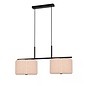 Westwood - Scandi Dual Pendant Ceiling Light - Black with Natural Pleated Fabric Shades